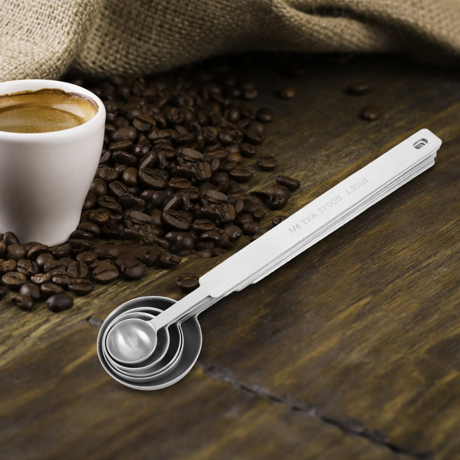 

5Pcs Stainless Steel Measuring Spoons Set Coffee Tea Baking Precision Safe Comfortable Use Stainless Coffee Scoop
