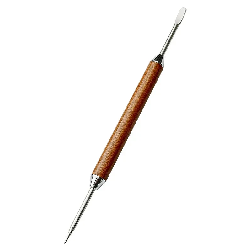 Stainless steel coffee decorative art pen with wooden handle, latte flower needle tool accessories, styling tool latte Tool
