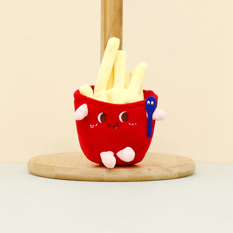 Chaveiros artesanais para mulheres e meninas, adoráveis chaveiros, decoração de bolsas, batatas fritas de hambúrguer, bola de pelúcia, jóias, presente amigo, fofo