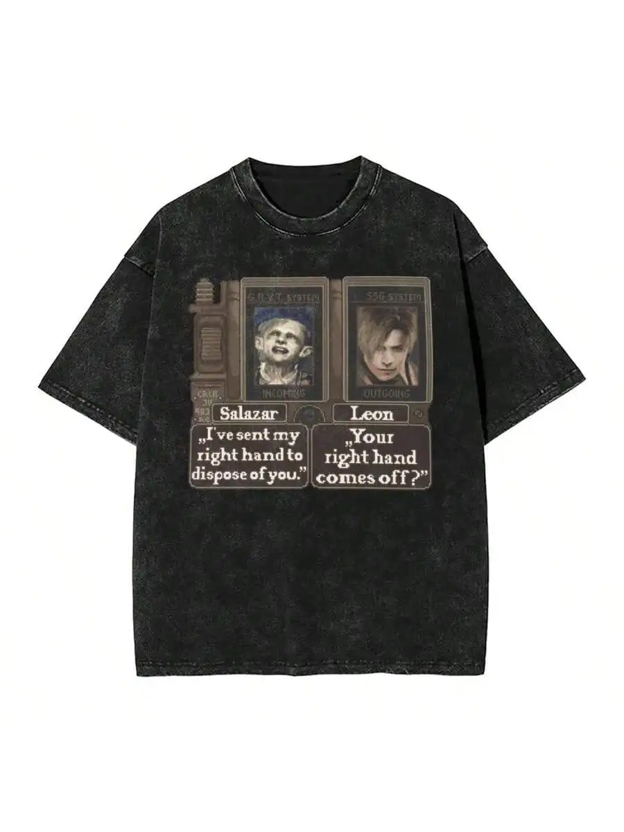 

Washed Cotton Tee With Graphic Print Streetwear Summer Top For Adults