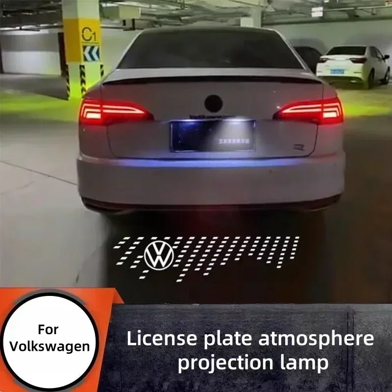 

License plate projection lamp For Volkswagen Polo Golf Passat Tiguan Arteon Touareg CC LED decorative lights atmosphere lights