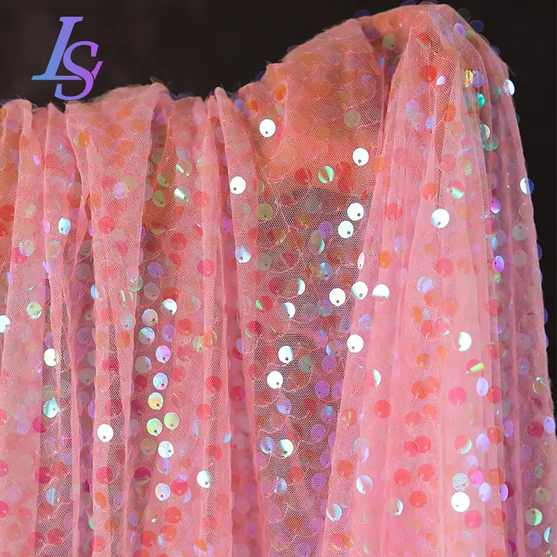 Illusionary Small Sequin Fabric Gradient Princess Skirt Dance Fashion Background Decoration Fabric Performance  Designer Fabric