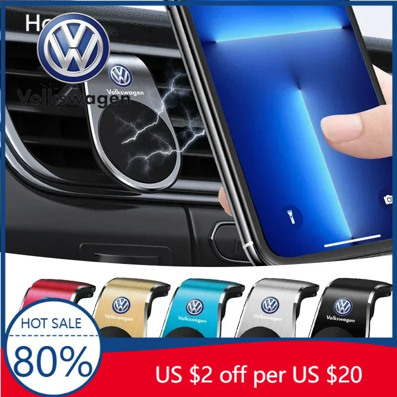 

Магнитный держатель для телефона из металла для автомобилей Volkswagen 2025 года: для Golf R, R-Line, Tiguan, Touareg, Polo, GTI, CC, Passat, R36, S