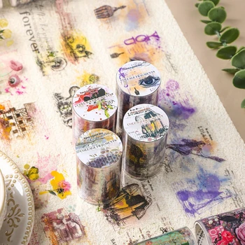 Mr. Papier, 6 Arten, 200cm/Rolle, bemaltes und gemischtes Haustier band, handgemachte Collage, Sammelalbum, Tagebuch, dekoratives Aufkleber band