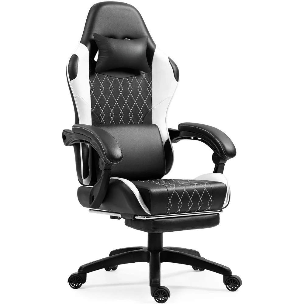 

Gaming Chair with Massage Lumbar Support and Footrest, Gaming Chairs for Adults, Ergonomic Computer Chair High Back with