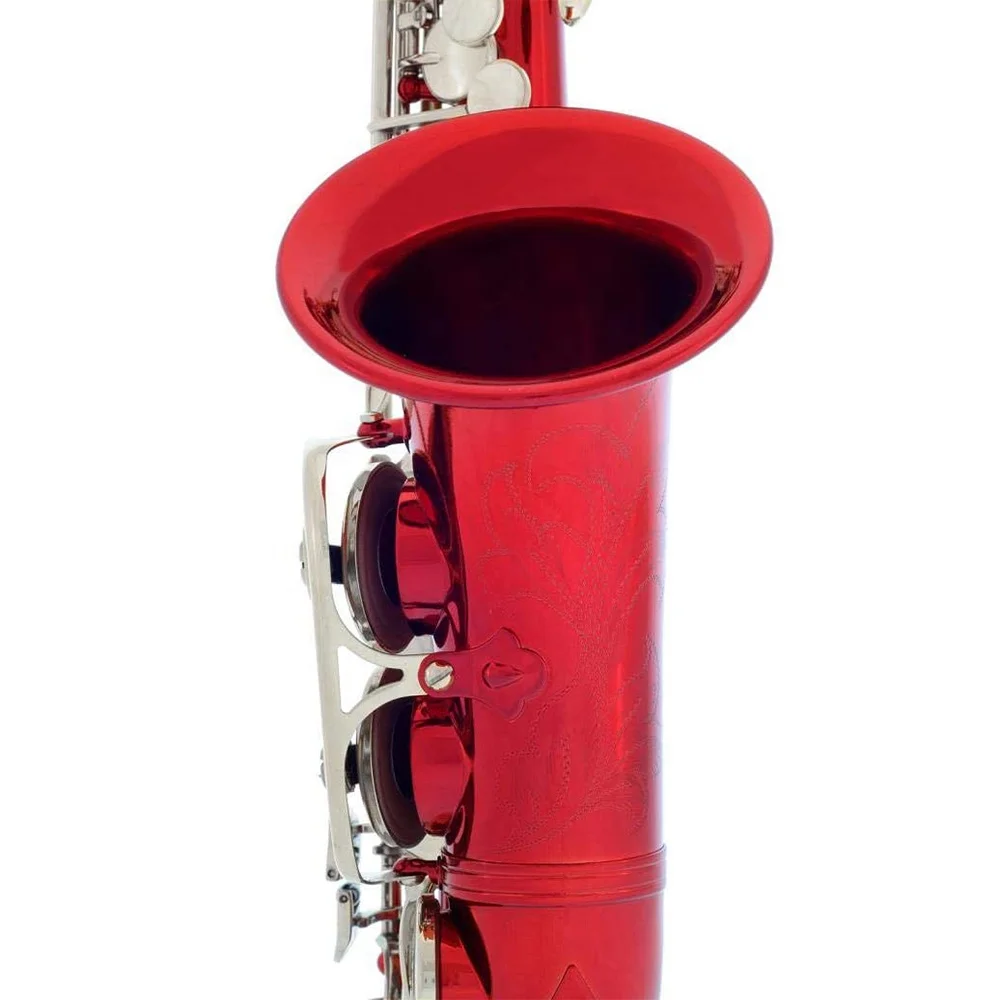 SEASOUND OEM Barato Teclas de Níquel Vermelho Curva Sino Saxofone Soprano JYSS100DRDN