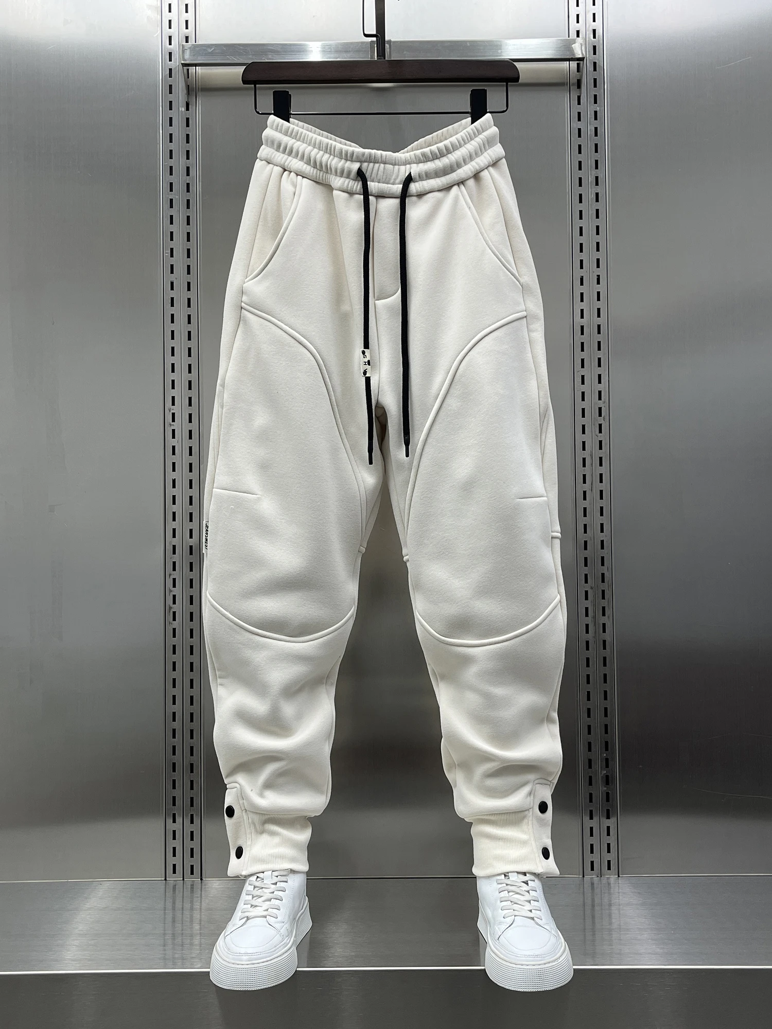 

Trendy Brand Men's Fce Lined Loose Fit Sports Pants Autumn Winter New Sle Casual Trousers Harajuku Sle Elastic Waist