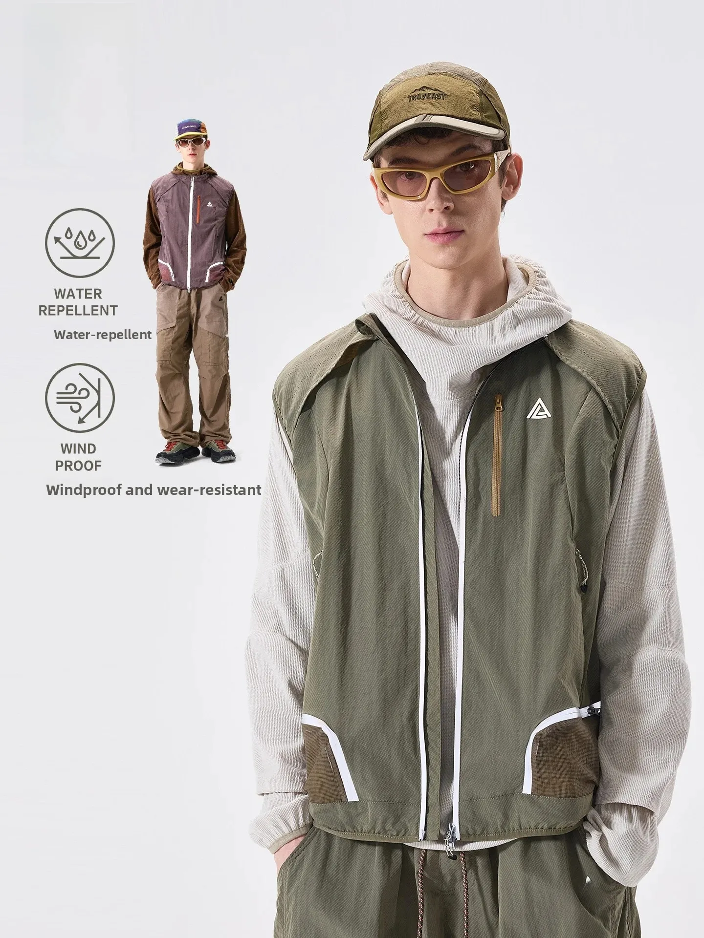 LAZY DAY Outdoor Climbing Waterproof Quick Dry Reflective Men's Lightweight Workwear Vest Polyester Fabric Windproof Youth Sport