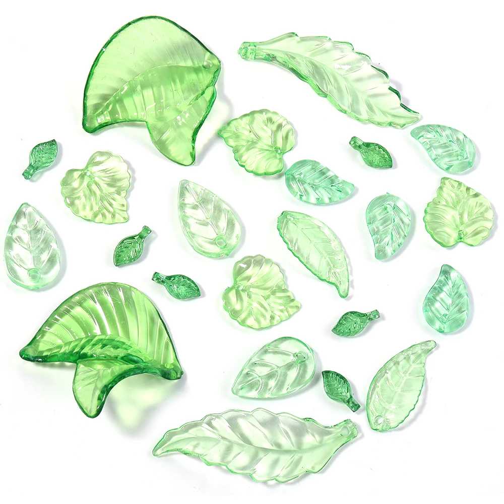 20/100pcs/lot Acrylic Leaf Beads Transparent Leaf Charms With Hole Loose Beads For Earrings Bracelet DIY Jewelry Making Supplies