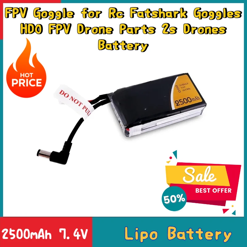 

2500mAh 7.4V Upgrade 1C Lipo Battery FPV Goggle for RC Fatshark Goggles HDO FPV Drone Parts 2s Drones Battery