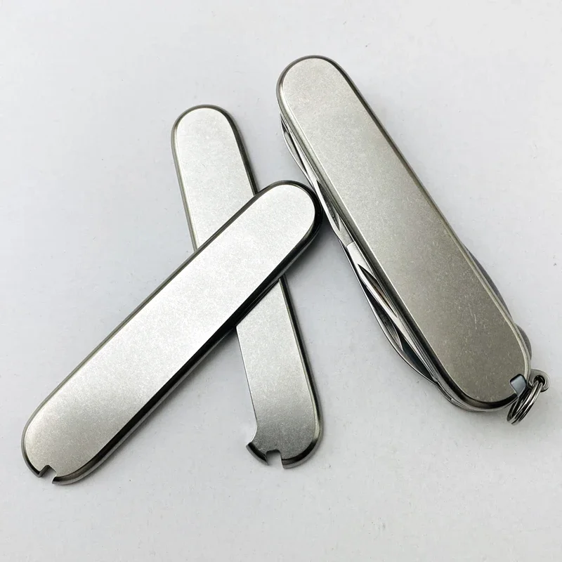 1Pair Stone Washing TC4 Titanium Alloy Handle Scales for 91mm Victorinox Army Knife