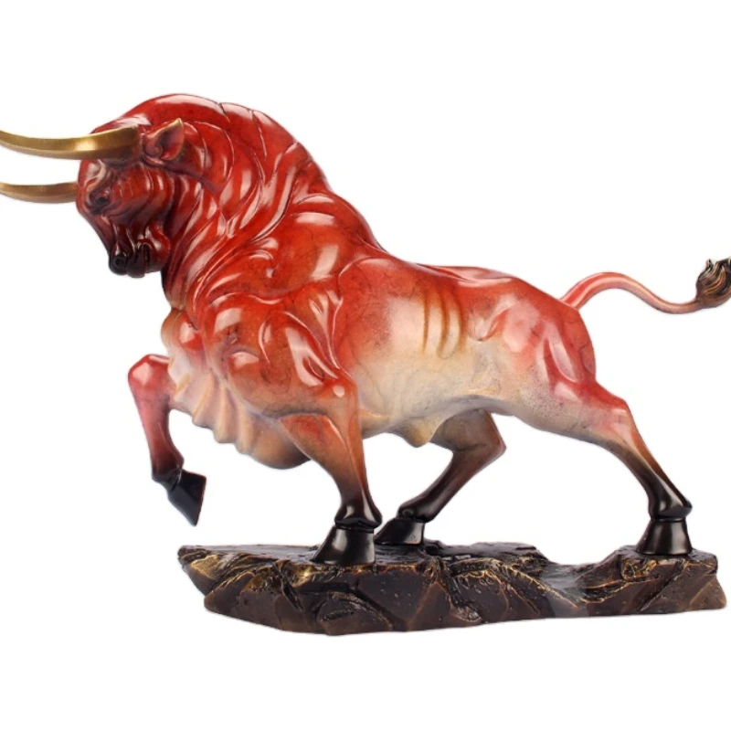 

Chinese Traditional Fengshui Brass Wall Street Bull Tabletop Ornament Handicraft Decoration Crafts