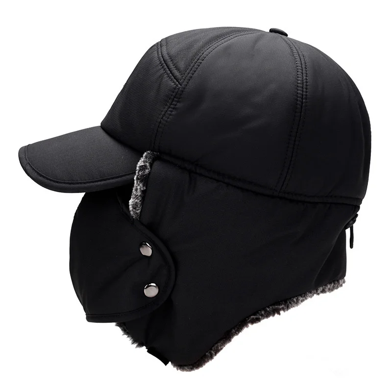 Winter Fur Warm Windproof Hat Men Women Lei Feng Cap Bomber Faux Fur Ear Flap Cap Black Ski Trooper Trapper Cold Anti-snow Cap