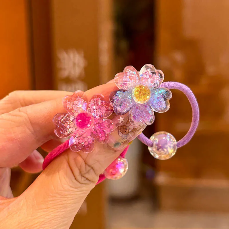 

Маленькая повязка для волос со светящимся цветком для девочек, эластичная лента из бисера, нежные волосы, эластичный аксессуар для волос