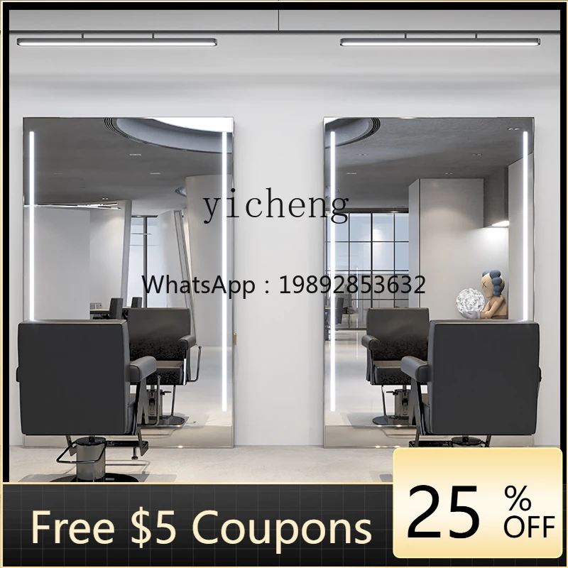 ZZ   hairdresser mirror table with cabinet integrated single-sided double-sided floor mirror barber shop mirror