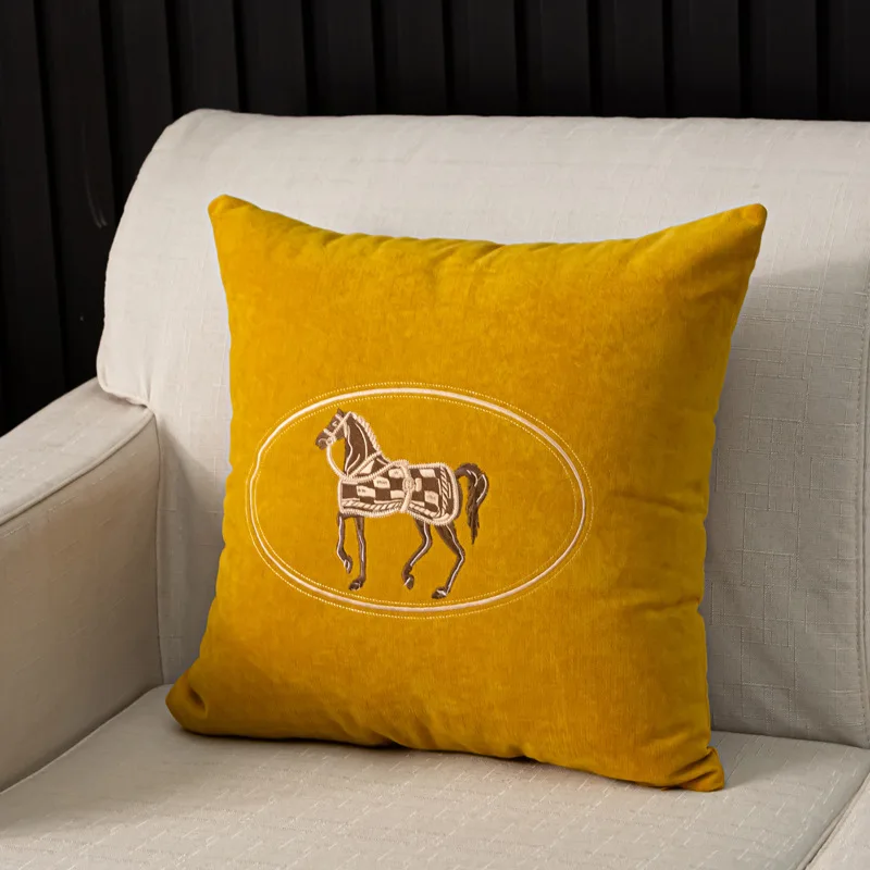 Amerikanischer handbestickter Kissenbezug mit Pferdemuster, Umarmungskissenbezug, Sofa, Zuhause, Büro, Wohnzimmer, Auto-Kissenbezug, 45 x 45 cm – Detail 5