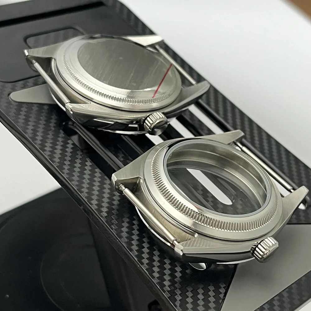 حافظة فولاذية 39 مللي متر NH35 ملحقات غطاء خلفي شفاف مناسب لحركات NH35 وNH36 حزام 20 مللي متر