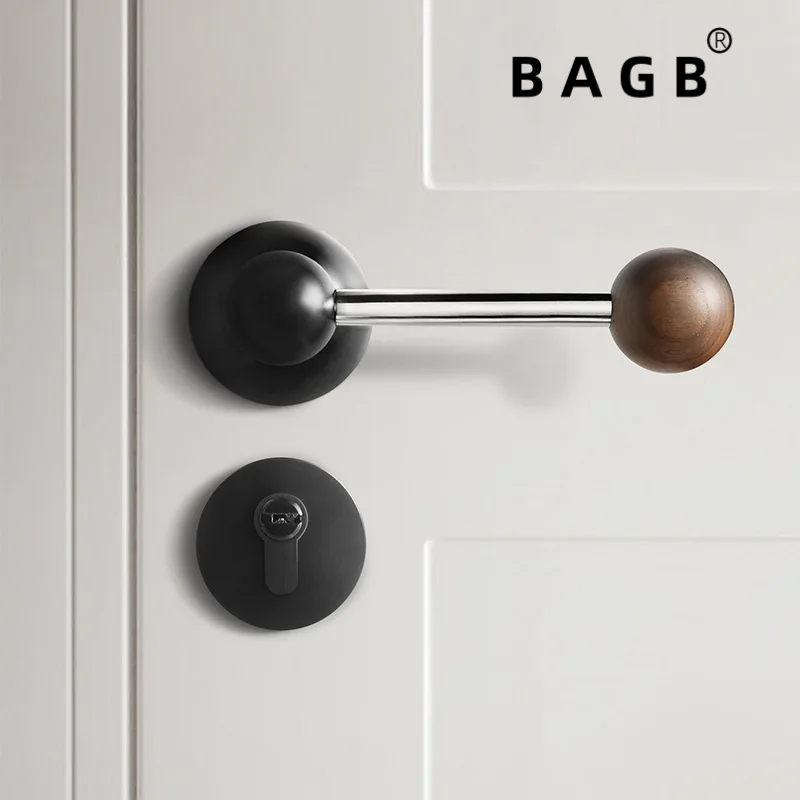 Magnetic mute bedroom room brushed silver black lock solid wood walnut ball lock