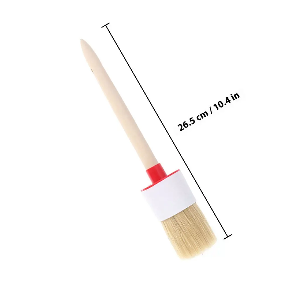4Pcs Round Bristle Brush with Ergonomic Wooden Handle for Oil Acrylic Gouache Watercolor Painting Bbq Cleaning