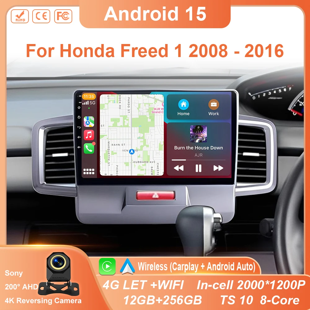 

For Honda Freed 1 2008 - 2016 Car Radio Multimedia Video WIFI Player Navigation GPS Android Auto QLED Screen No 2din 2 din DVD