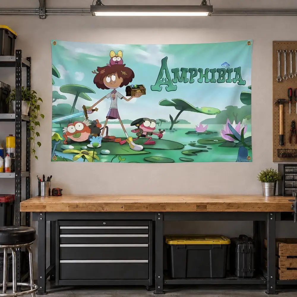Cartoon Amphibia Fantasy Flags Personalized Banner Flag Room Dorm Camping Picnic Garage Bar Outdoor Wall Decor