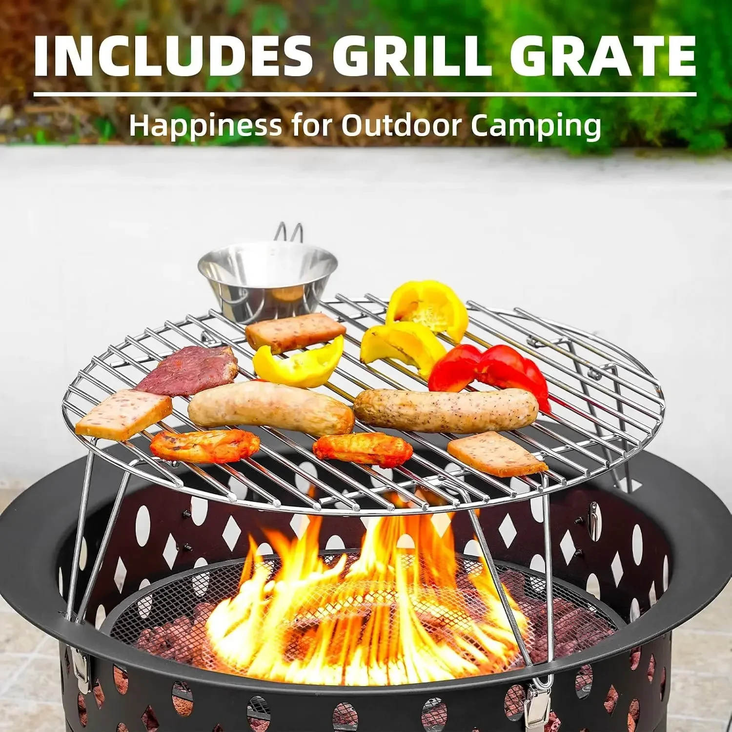 US Shipping 24 Inch Portable Propane Fire Pit Gas Outdoors Black | Smokeless Fire pit for Outside with Lid & Handle,Gas Firepit