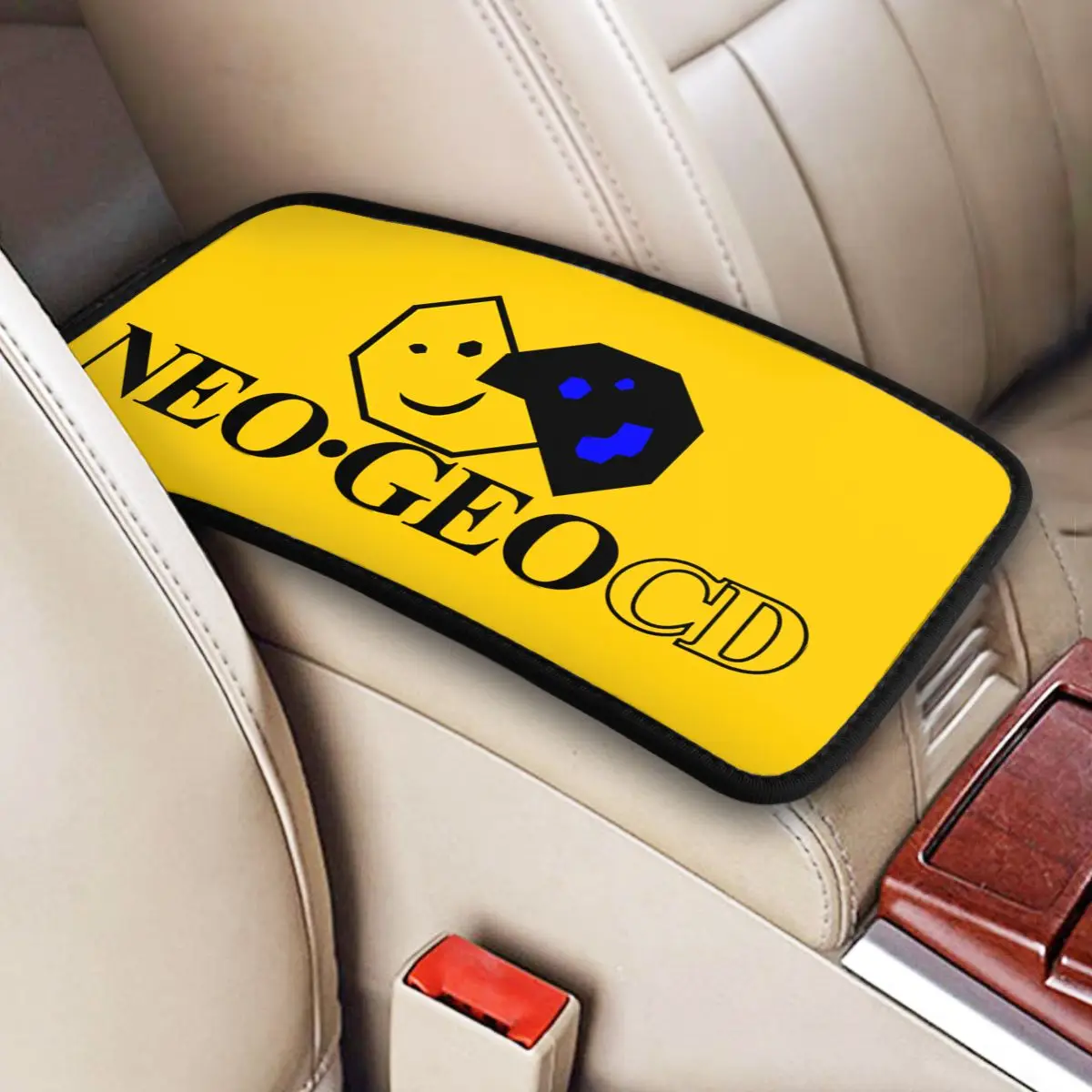 Custom Neo Geo Logo Center Console Pad Box Neogeo Arcade Game Car Armrest Cover Box Universal Interior Cushion Storage Box