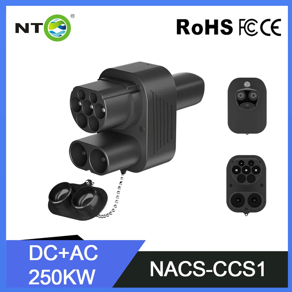 NTO CCS2 to NACS AC+DC Adapter Fit for Tesla Model 3/X/Y CCS2 Combo Adapter Support CCS2 and Type2 Charger Electric Car Vehicle