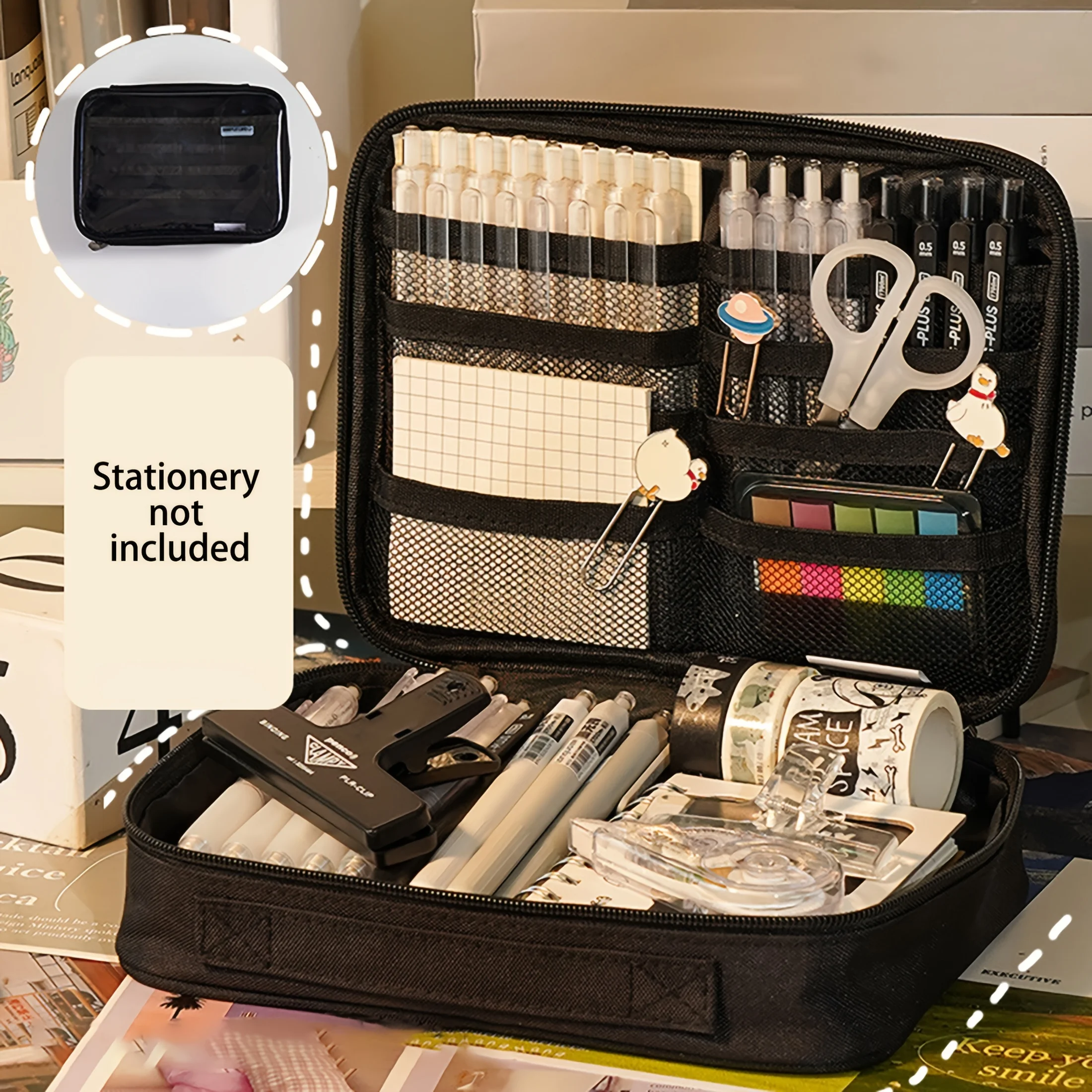 Large-Capacity Transparent Pencil Case, Multi-Functional Storage Bag, Multi-Layered, Simple and Portable, Student Stationery Bag, Stationery Storage Box, School Gift