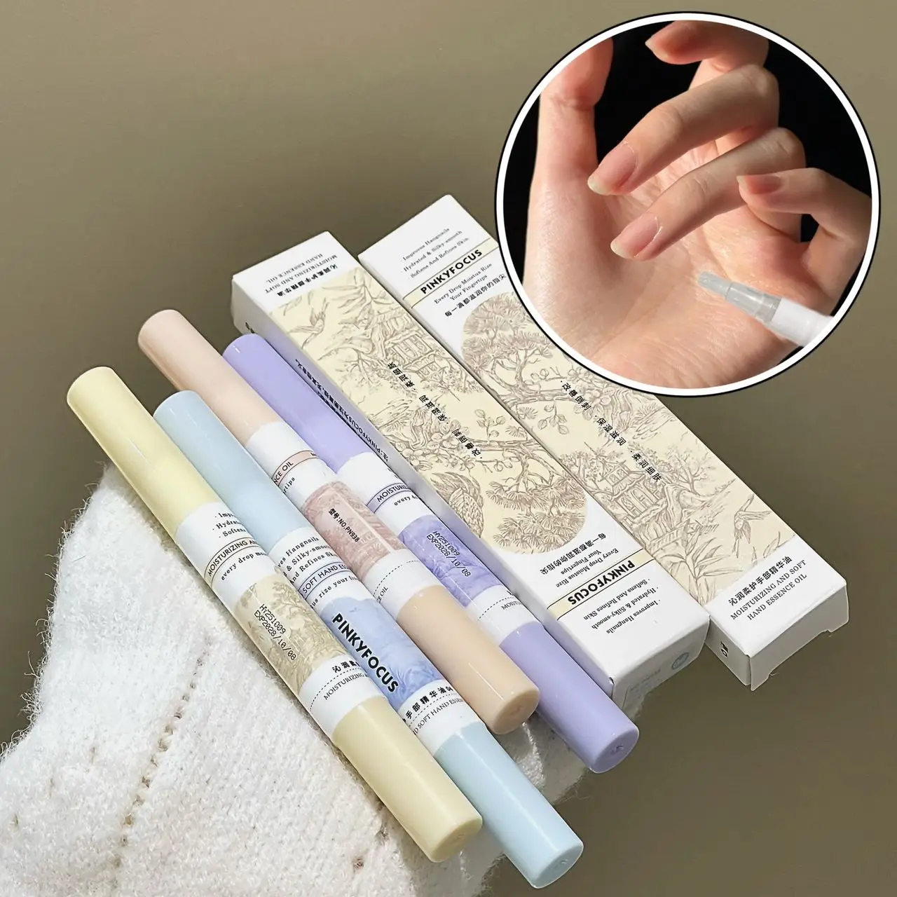 Pinkyfocus Hand Essence Oil Pen Type Moisturizing Nourish Nails Cuticles Non Greasy for Daily Manicure