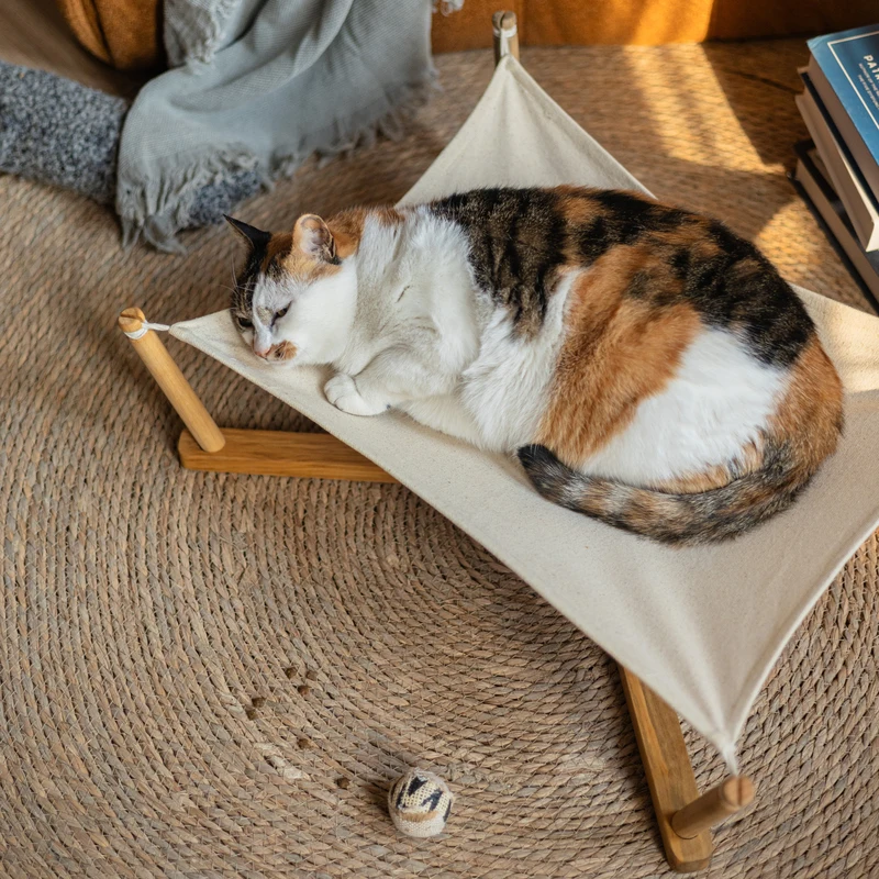 Cat bed Pet bed Cat hammock Solid wood cat nest Canvas All seasons Small dog kennel Removable and washable dog bed