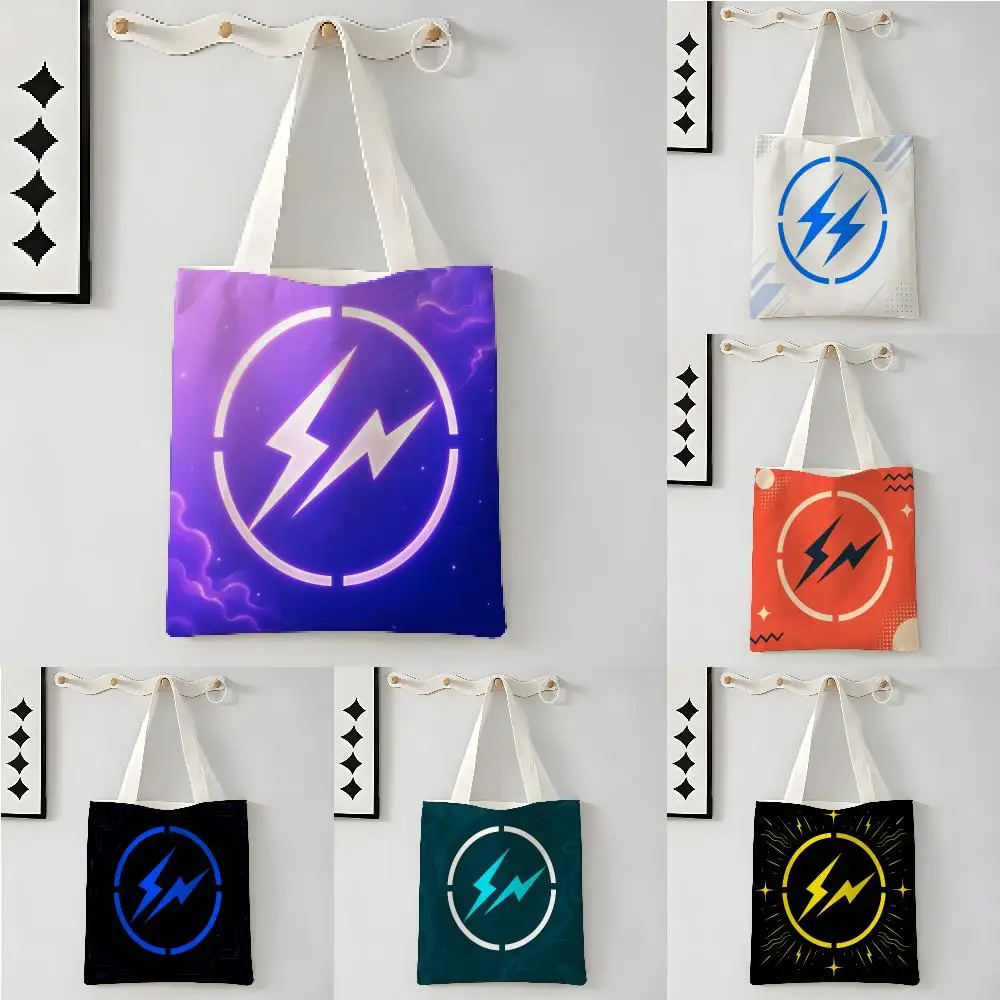 Bright Lightning Fragment Storage Bags Large Capacity Canvas Bag for Female Students Tote Mommy Bag