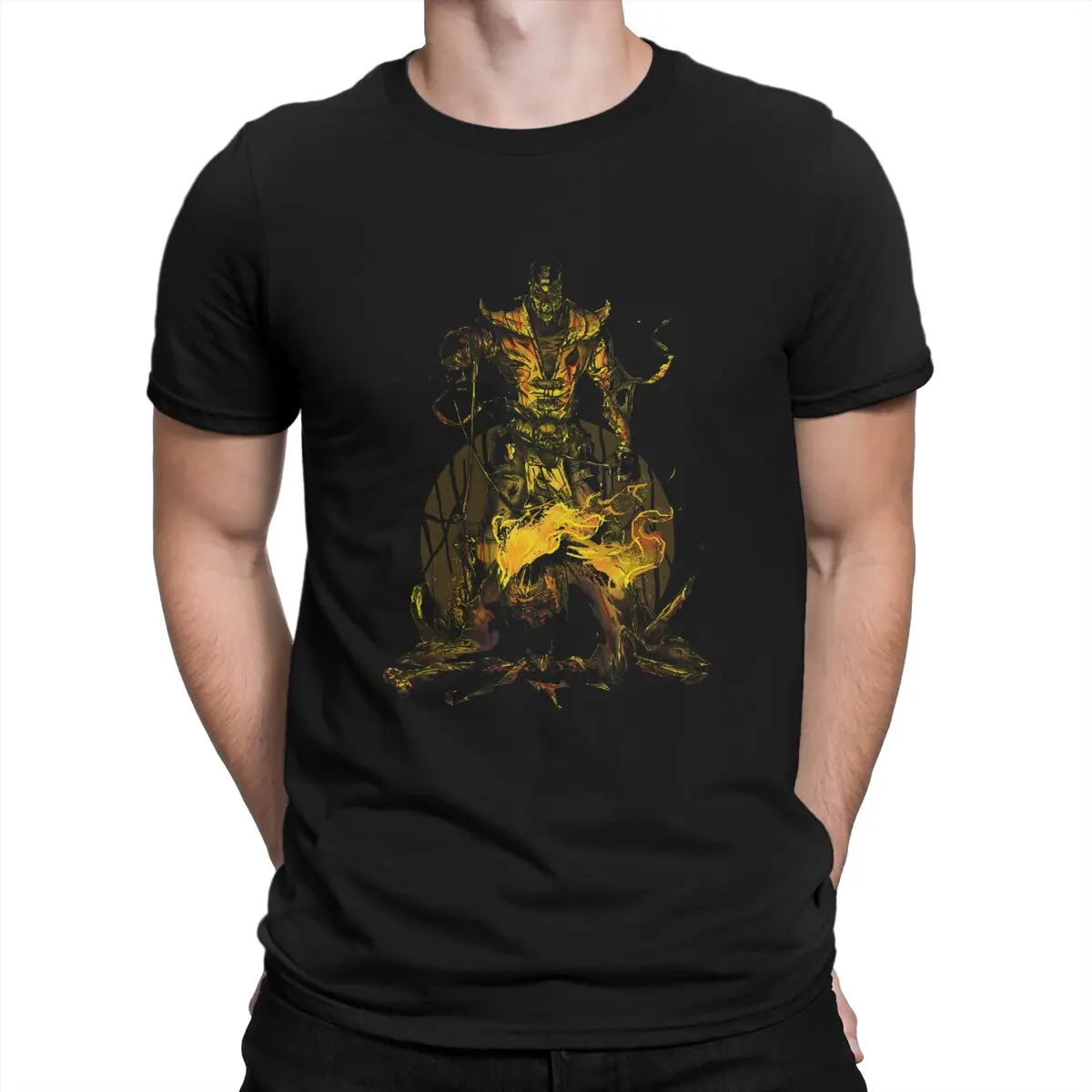 Mortal Kombat Game Cursed Scorpion Tshirt Graphic Men Tops Vintage Homme Summer Clothing Cotton Harajuku T Shirt