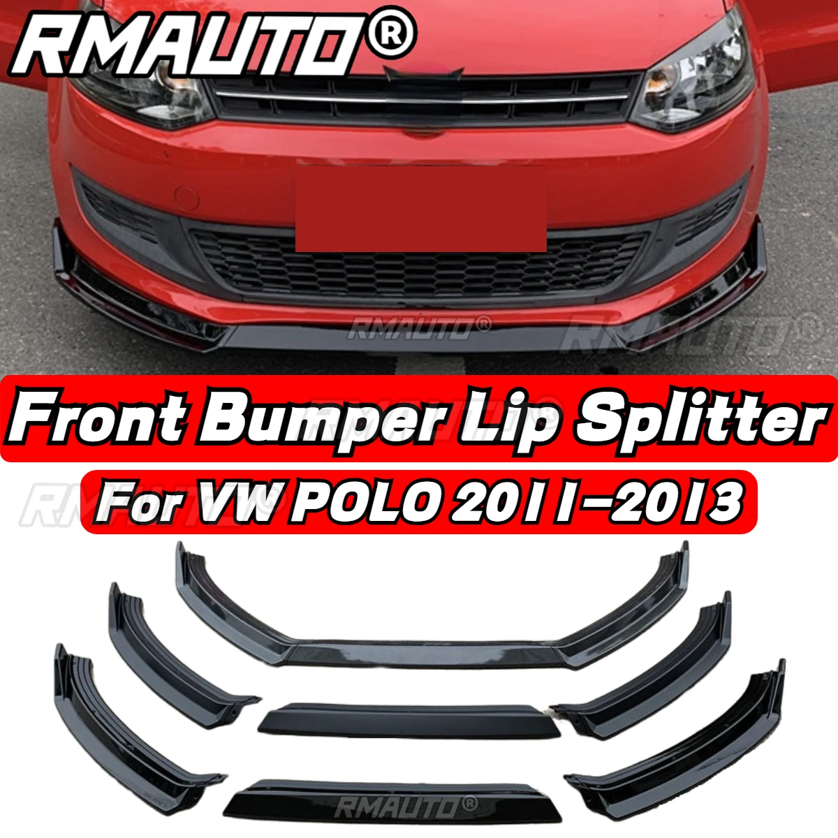 

POLO Lip из углеродного волокна, 3 шт., передний бампер, диффузор, сплиттер, задний спойлер, комплект кузова для Volkswagen VW POLO 2011-2013 2017-2023