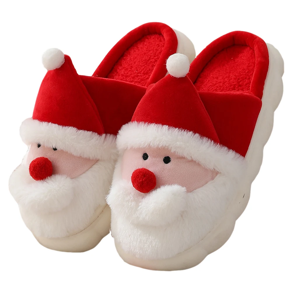 Kerst Kerstman Slippers Leuke Harige Slippers Antislip Zachte Paar Slippers Ademende Pluche Kerstman Slippers voor Mannen Vrouwen