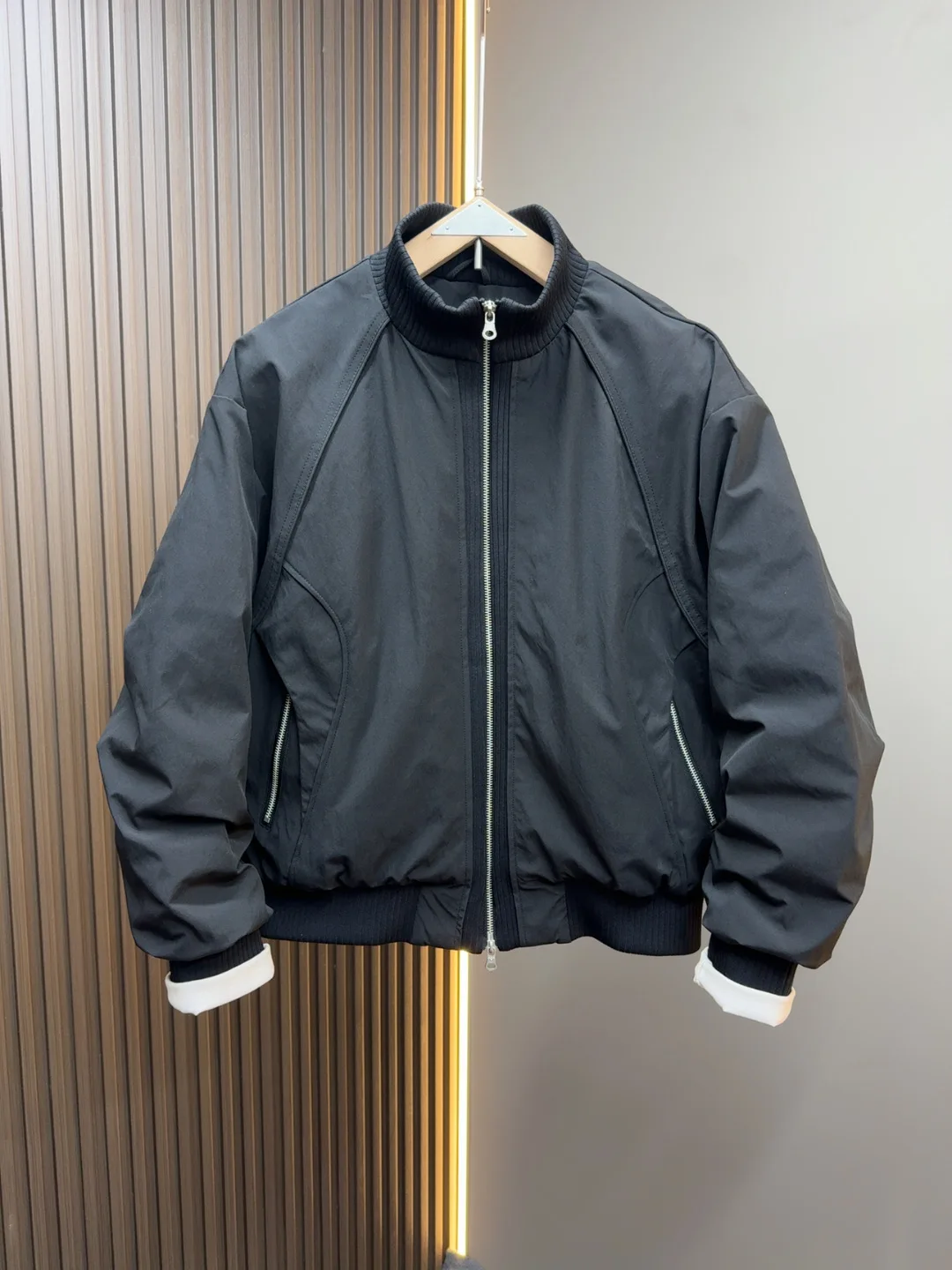 

Winter New American Sle Embroidered Cotton Jaet ort Casual Stand Collar Men's Faion Versatile Pure Color Youth Leisure