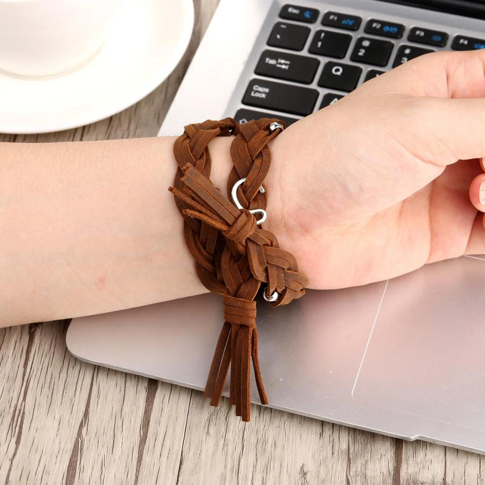 Braided Leather Strap For Apple Watch Band 45mm 41mm 44mm 40mm 42mm 38mm 49mm  Double Ring Bracelet iWatch Ultra 8 7 SE 6 5 4 3