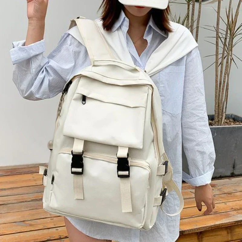 Simple Backpacks Large Capacity Travel Bag Solid Harajuku Student Schoolbag Backpack Women Man Unisex High Street