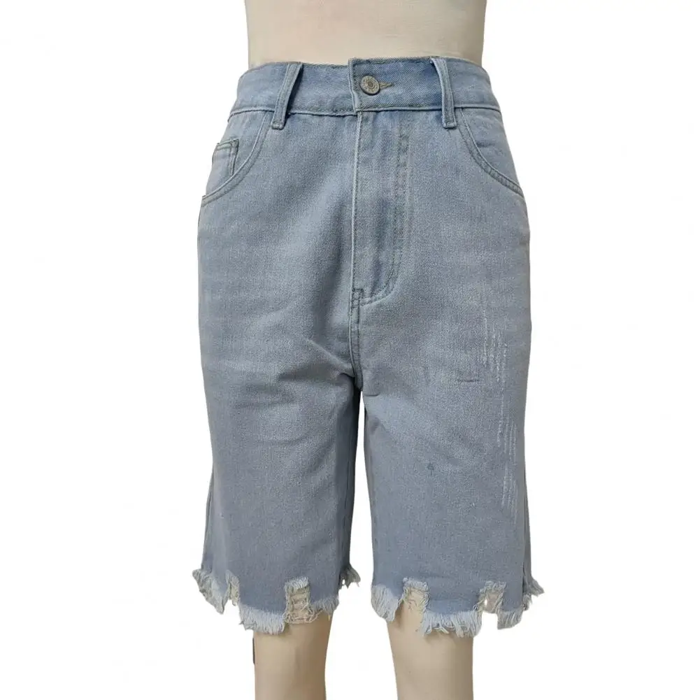 

High Waist Denim Shorts Fashionable Women Five-point Pants High Waisted Distressed Bermuda Denim Shorts for Women Ripped