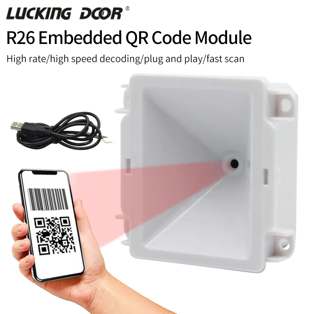 USB Interface QR Code Reader 1D/2D CMOS Barcode Scanner Module Embedded Fixed Mounted Auto-Induction  RS232 Optional