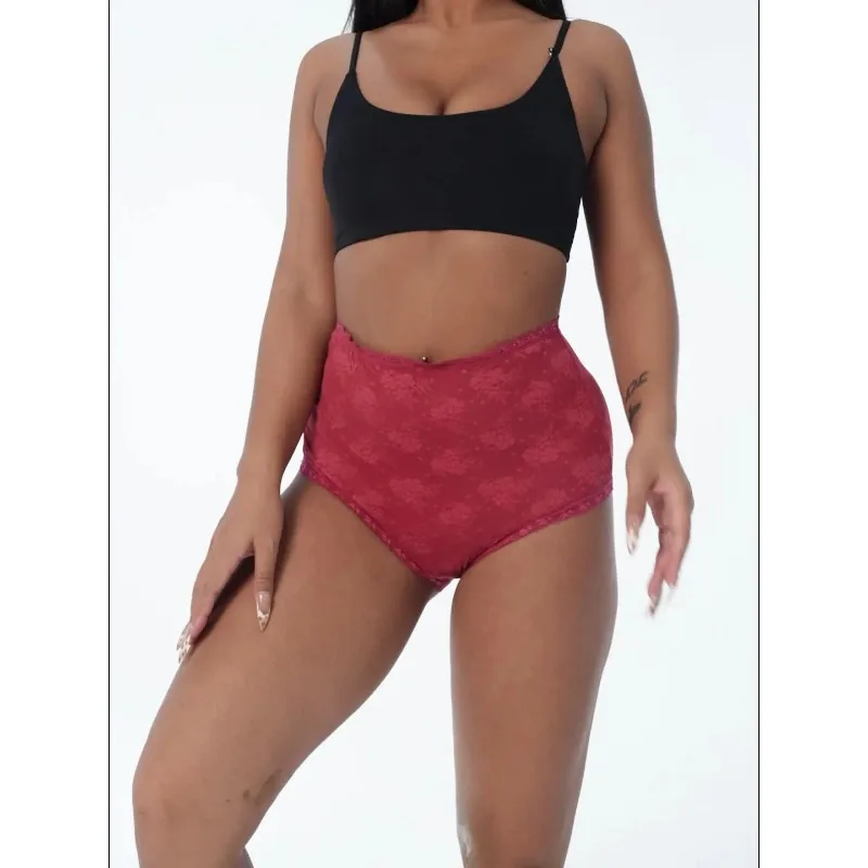 Full Figure Underpants High Waist Icy Touch Panties Seamless Briefs with Cotton Gusset Contoured Lace for Secure Lift