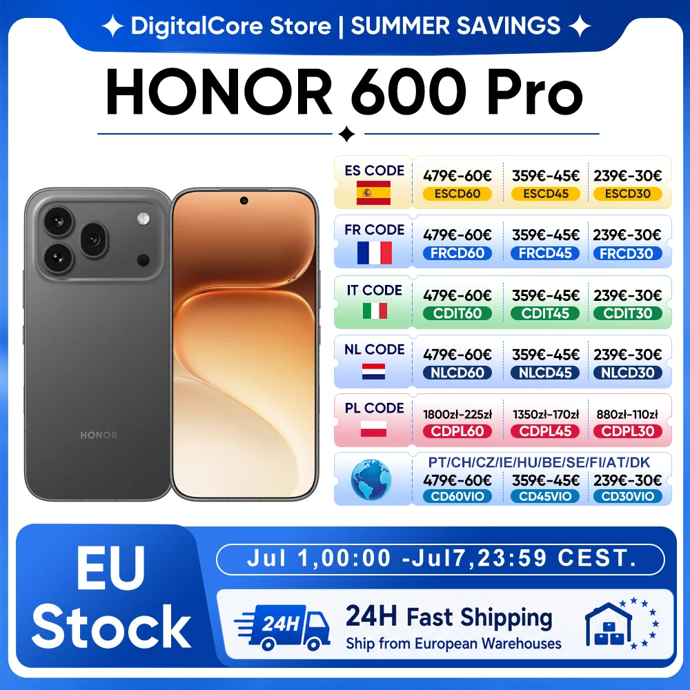 HONOR 600 Pro 5G Smartphone Versione EU Snapdragon 8 Elite Display AMOLED da 6,57” 6400mAh 80W SuperCharge 50W Wireless 12GB+512GB 200MP AI Ultra Night Design Unibody in Metallo eSIM AI Button NFC