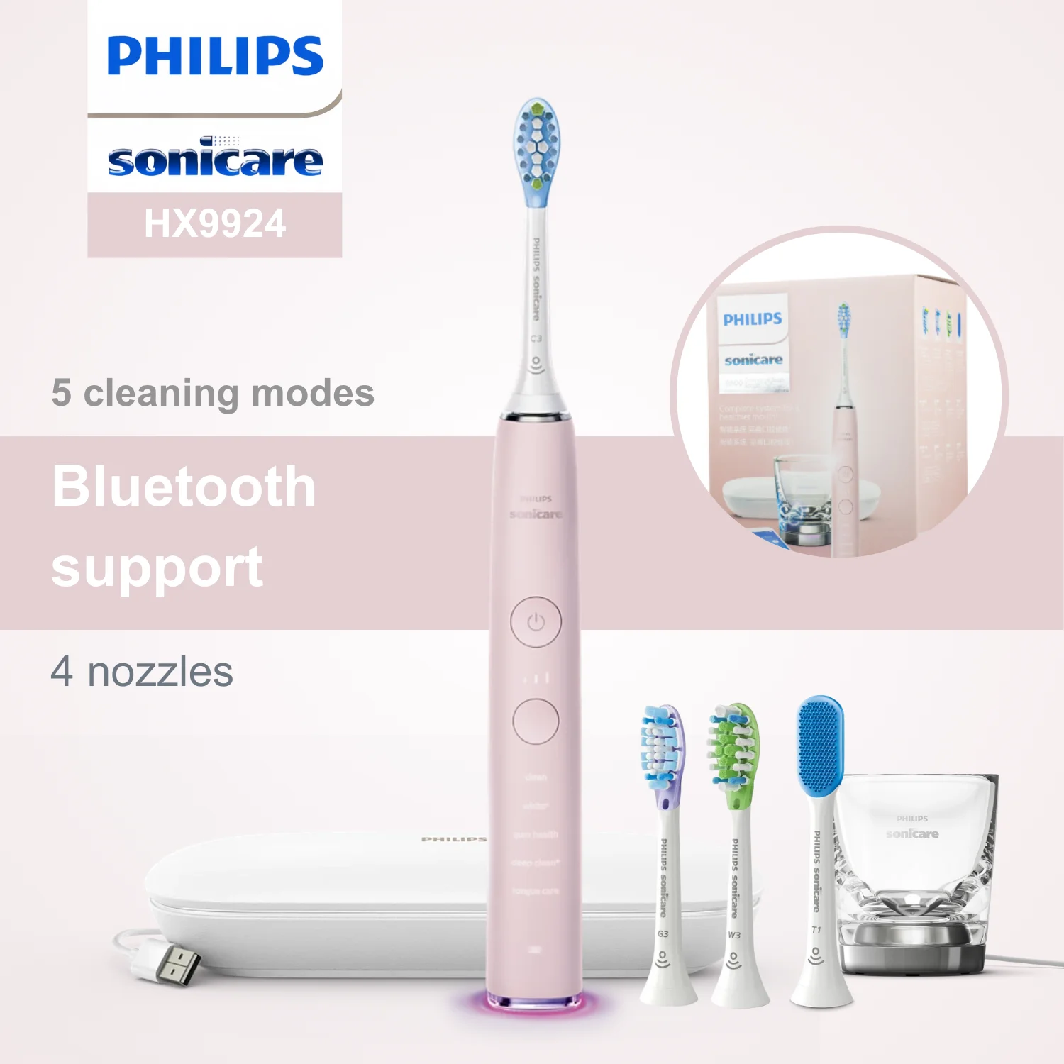 

Philips Sonicare Electric Toothbrush 9500 Series HX9924, Bluetooth Connectivity, 5 Modes