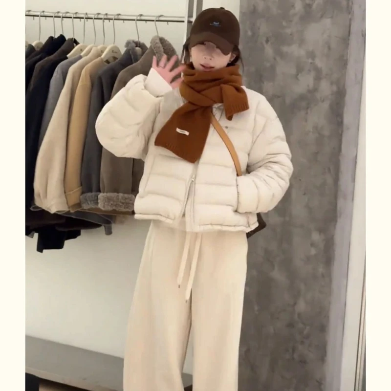 

2025 Quilted Down Jacket, Korean Cropped Puffer for Women Oversized Chic Winter Coat