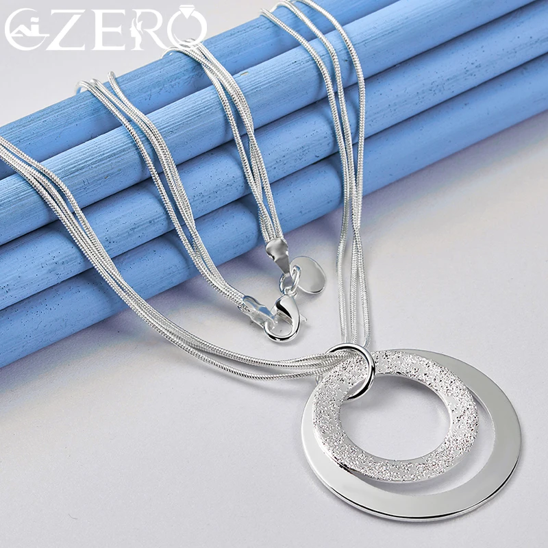 Alizero Sterling Silber 18 Zoll Schlangen kette Doppel kreis Halskette für Frauen Männer Hochzeit Verlobung feier Modeschmuck