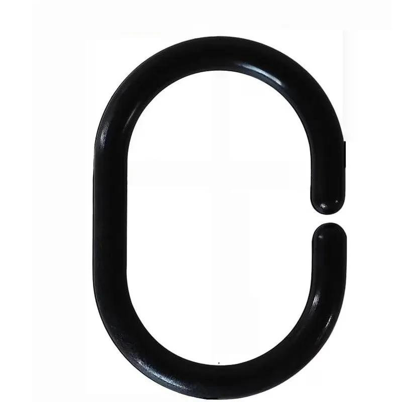 Smooth Glide No Stick Black Curtain Hooks 45 pcs, perfect for Hotel Bath Tub Area, Durable Plastic Body