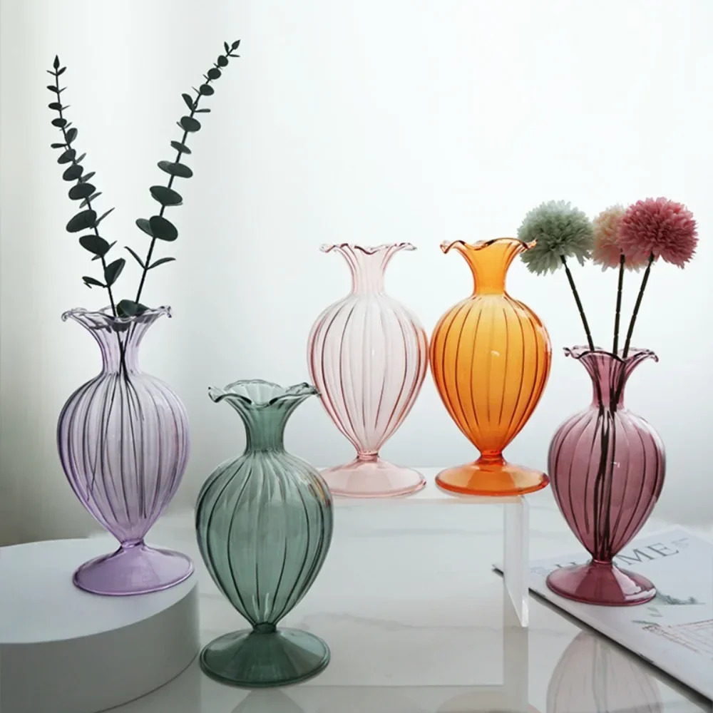 Einfachheit Kreative Kleine Glasvase Vintage Vertikale Muster Vase Blumen Hydrokultur Anordnung Zimmer Desktop Dekoration