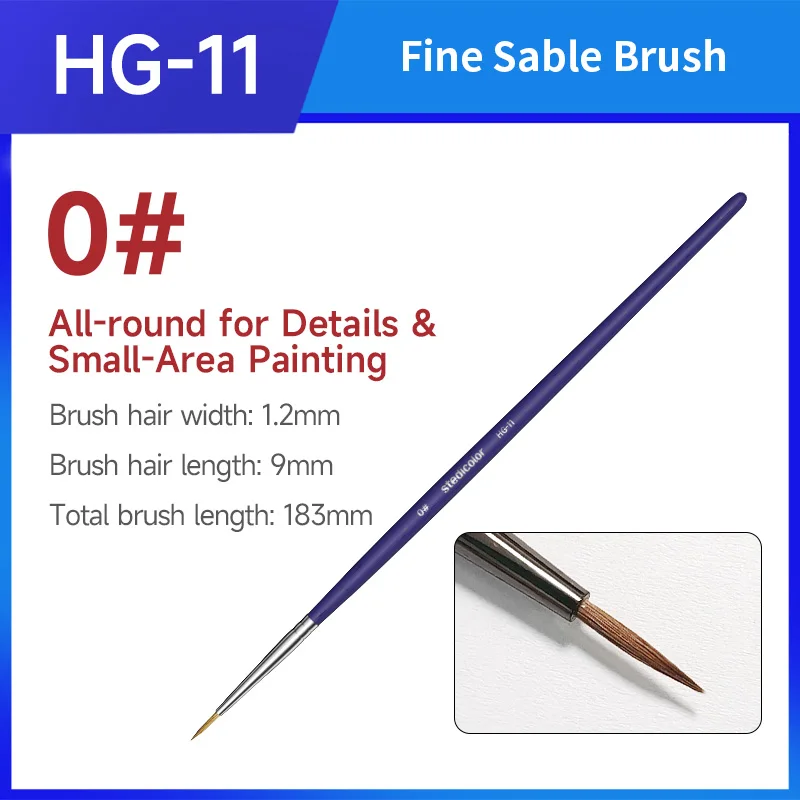 Stedi Sable Haardetailverfkwast Fijne Punt Miniatuurverfkwast voor Warhammer Figuur Mecha Militair Model Hobby Schilderen