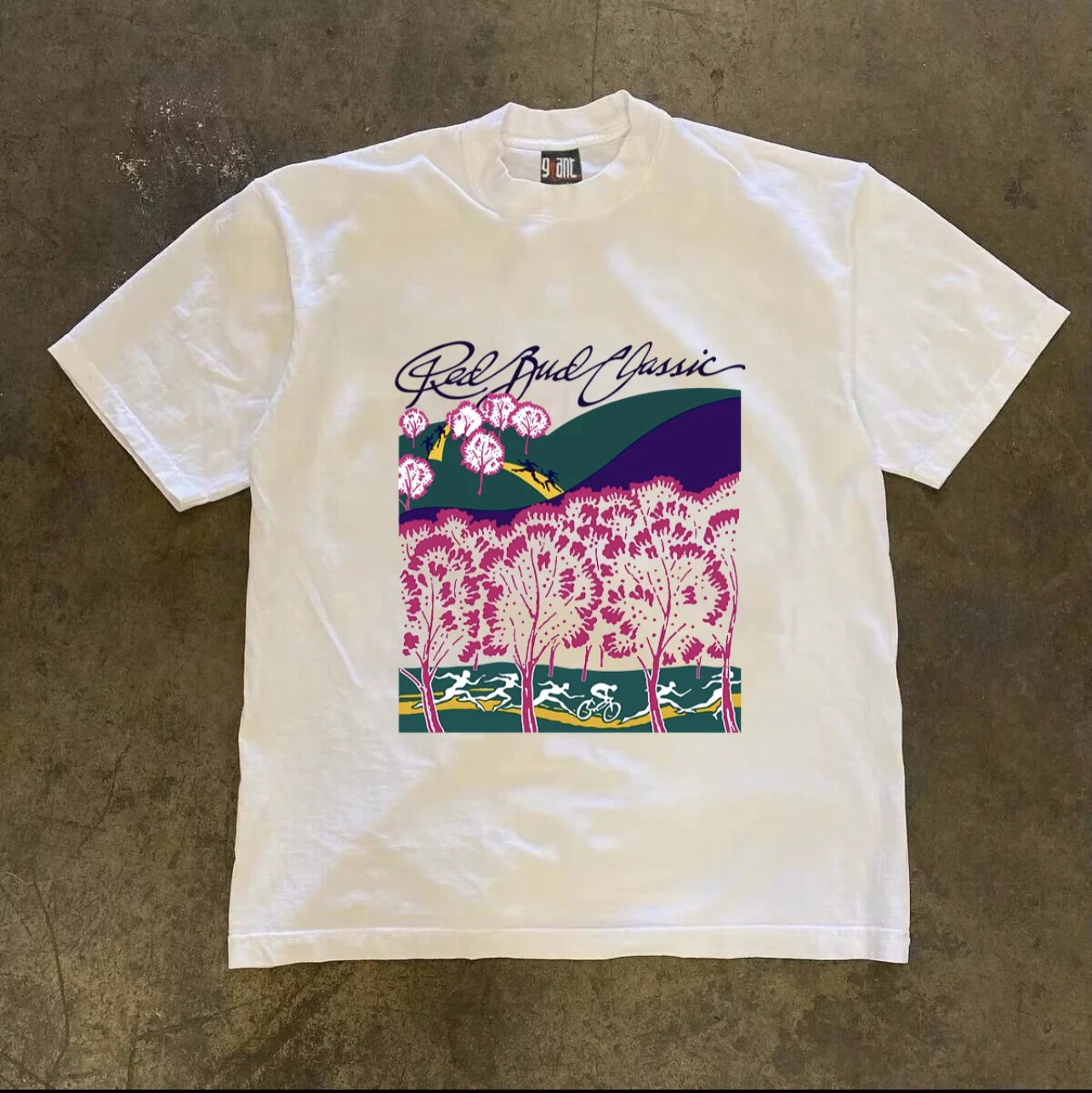 ヘビーウェイト純綿半袖tシャツ-ルーズフィット-ユニセックス-森林レーステーマ-カジュアルウェア-2025年夏に最適