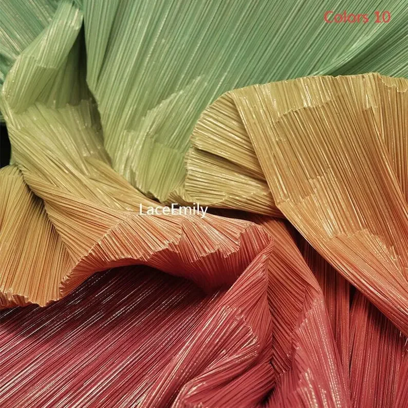 

10-цветная плиссированная ткань с градиентом, ткань с рюшами, для сценического костюма, украшения сцены, свадебного декора, платья для выпускного вечера,